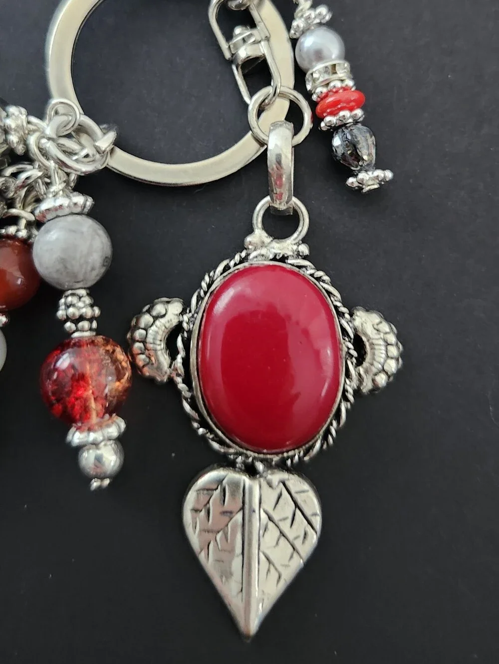Southwest Red Purse Charm or Keychain Carnelian Picasso Jasper Handcrafted